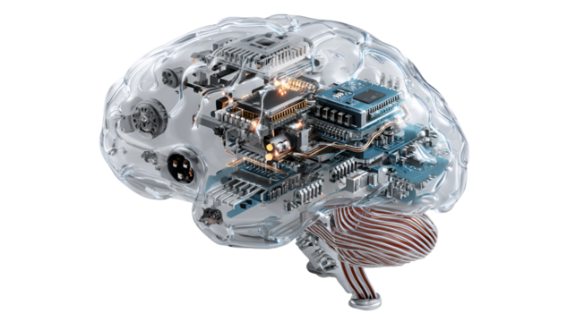 Transparent brain with integrated circuitry artificial intelligence technology