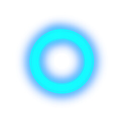 Glowing cyan neon circle, bright, luminous, ring, light, abstract. isolated transparent background