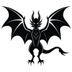 Black dragon silhouette with spread wings and sharp claws