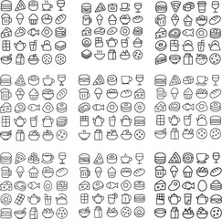 Food Icons Set Various Food Items.