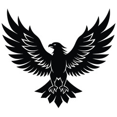 Obraz premium Black eagle with spread wings on white background bird