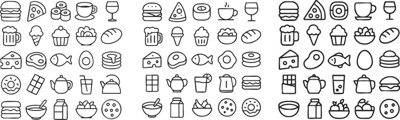 Obraz premium Various Food and Drink Icons.