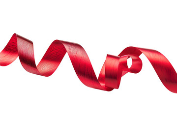 Red ribbon swirling on black background elegant design