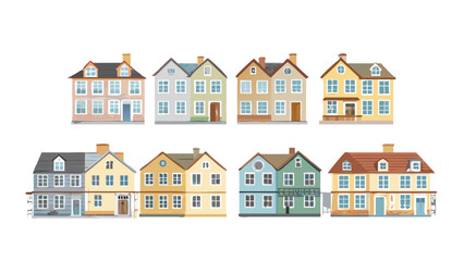 Colorful row houses with varied architectural styles buildings architecture