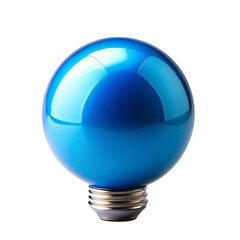 Vibrant Blue Light Bulb with a Glossy Finish for Creative Projects on transparent background