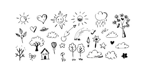 Whimsical Nature Elements and Symbols heart cloud © RABBY