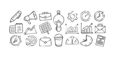 Hand holding a lightbulb with gears inside business doodle