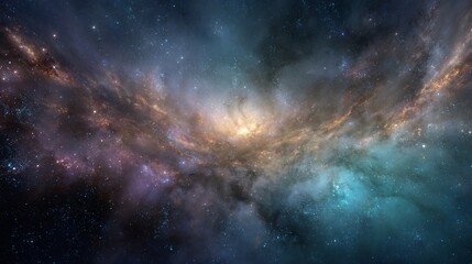 Fototapeta premium A breathtaking view of swirling nebulae and distant stars, showcasing vibrant colors and an ethereal atmosphere.