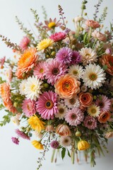 A vibrant bouquet of assorted flowers showcasing a spectrum of colors and textures, perfect for any occasion.