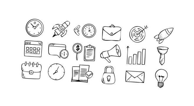 Abstract business doodle elements with circle and lines icons sketch