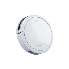 Modern White Robotic Vacuum Cleaner Isolated on Black Background