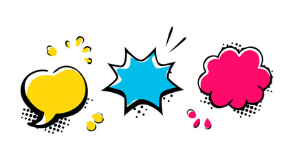 Comic Style Speech Bubbles and Shapes yellow blue