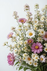 Fototapeta premium A vibrant bouquet of pink and white flowers brightens any space, ideal for decoration or gifting.