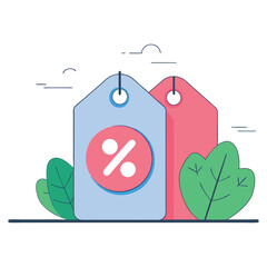 Two Sale Tags with Percentage Symbol, Perfect for Discount Promotions