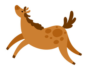 Cute Horse with Appaloosa Spotted Coat, Brown Body and Dark Mane and Tail Isolated on White. Adorable Dappled Chestnut Pony Perfect for Kids, Animal and Farm Design Projects