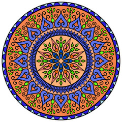 ornamental round ornament, Ornate Circular Mandala Multicolored Designs, Vintage decorative elements. Oriental pattern, vector illustration. Islam, Arabic, Indian, Moroccan, Spain, Turkish, Pakistan 