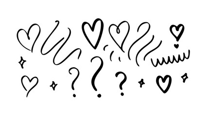 Stylized heart shapes with question marks hearts symbol