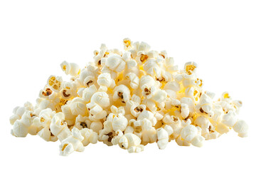 A large pile of fluffy popcorn on black background