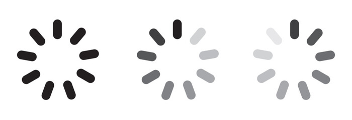 Collection of circular loading spinner icons progress. Circle loader collection. Loading bar Icons and Progress Bar icon Vector Set in black and white. Load bar, buffer vector icon. Loading bar icons 