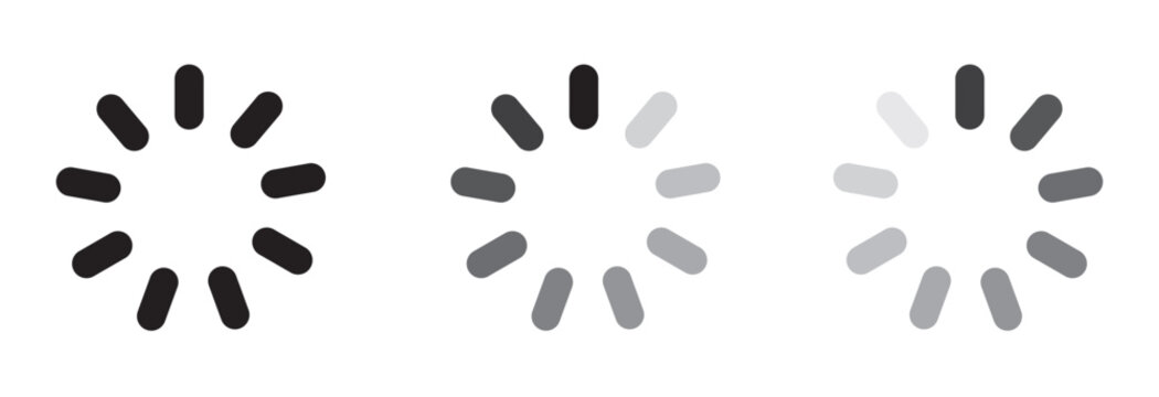 Collection of circular loading spinner icons progress. Circle loader collection. Loading bar Icons and Progress Bar icon Vector Set in black and white. Load bar, buffer vector icon. Loading bar icons 