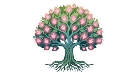 Abstract representation of a tree symbolizing breast cancer awareness and the journey of healing and hope