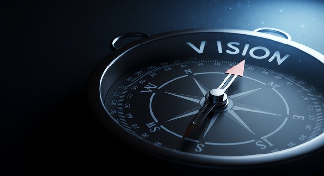 Compass with vision word pointing north