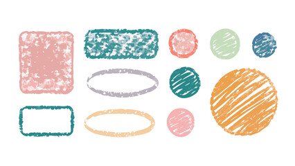 Textured crayon shapes in pastel colors pink