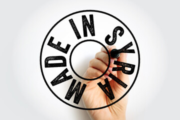 Made in Syria text emblem badge, concept background