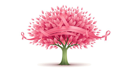Fototapeta premium Breast cancer awareness tree illustration A symbol of hope and support