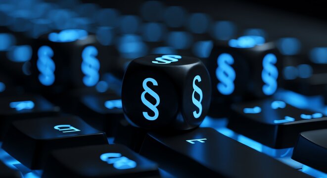 Legal paragraph symbol on keyboard background