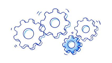 Blue gears with light blue accents cogwheels mechanical