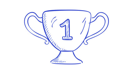 Blue trophy with number one award winner