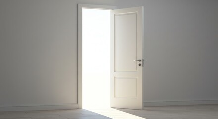 Open door with bright light interior view