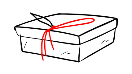 Red doodle ribbon with flowing strands hand drawn