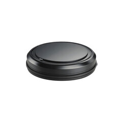 Sleek Black Robotic Vacuum Cleaner Isolated on Black Background