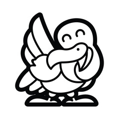 Obraz premium cute cartoon line art wild animal exotic fauna suitable for practicing coloring