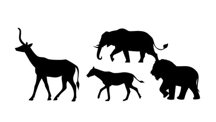 Elegant black silhouette of a majestic stag deer animal