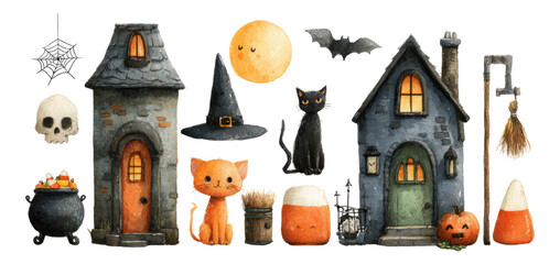 Halloween Themed Illustrations with Cute Characters