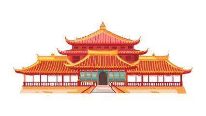 Fototapeta premium Ornate Red And Yellow Pagoda Building architecture asian