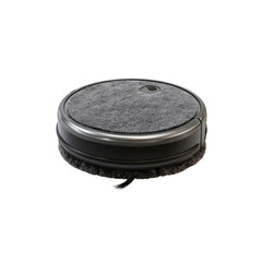 Modern Robotic Vacuum Cleaner, Smart Home Cleaning Device, Grey and Black Circular Design