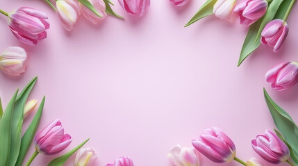 Fototapeta premium シンプルなチューリップのフレーム / Simple Tulip Frame