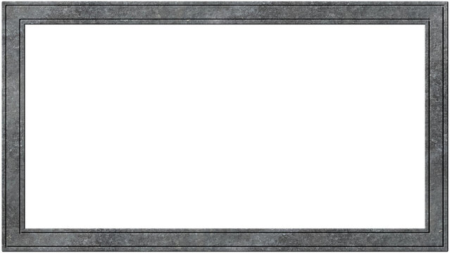 leerer steinerner oder stählerner Rahmen im Format 16 zu 9, alt und zerkratzt