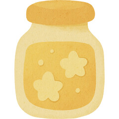 Magical night sky stars in jar glowing softly with warm light