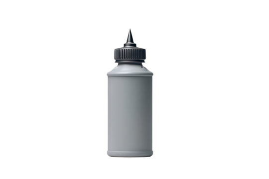 Gray plastic bottle with applicator tip transparent PNG isolated background