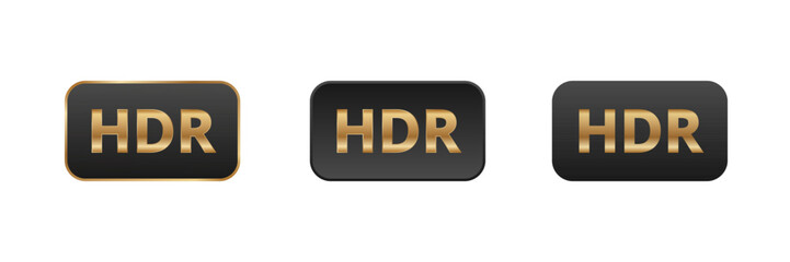 Gold hdr icons on black background - high dynamic range symbols.