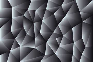 Abstract triangle shape gradient background | 3d look geometric random pattern | Black-silver vector illustration 