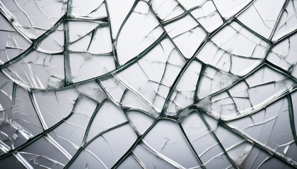 isolated cracked glass texture on a clear background highlighting the damage and fragility