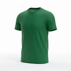 Forest green cotton crew‑neck T‑shirt with ghost mannequin and rim-defined silhouette on white