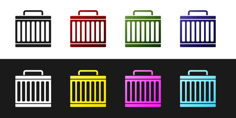 Set Car radiator cooling system icon isolated on black and white background. Vector