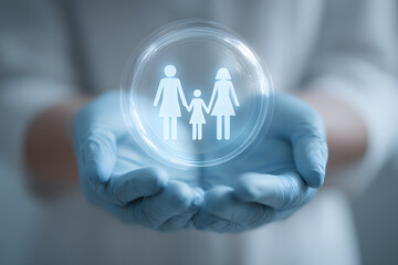 Caring hands protect family health with innovative medical science and advanced healthcare solutions